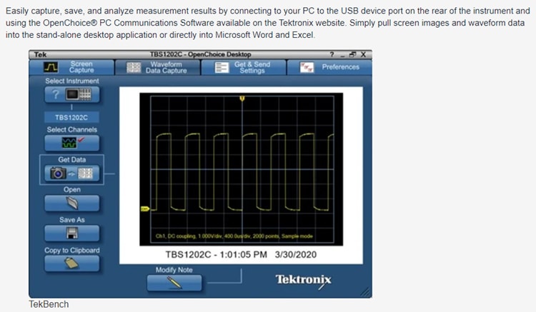 Tektronix TBS1000Cデジタル・ストレージ・オシロスコープ